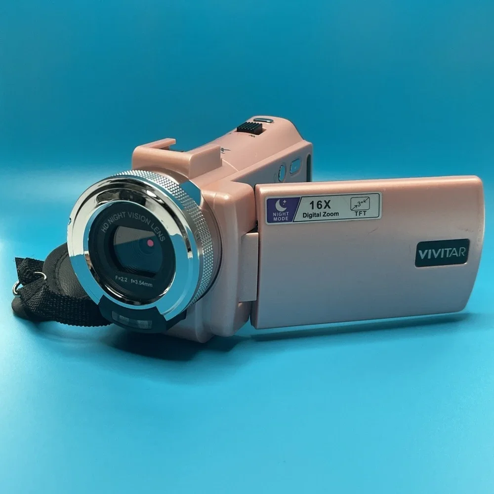 Vivitar PopCam Digital Camcorder Pink 48MP 16x Zoom 1080p 3